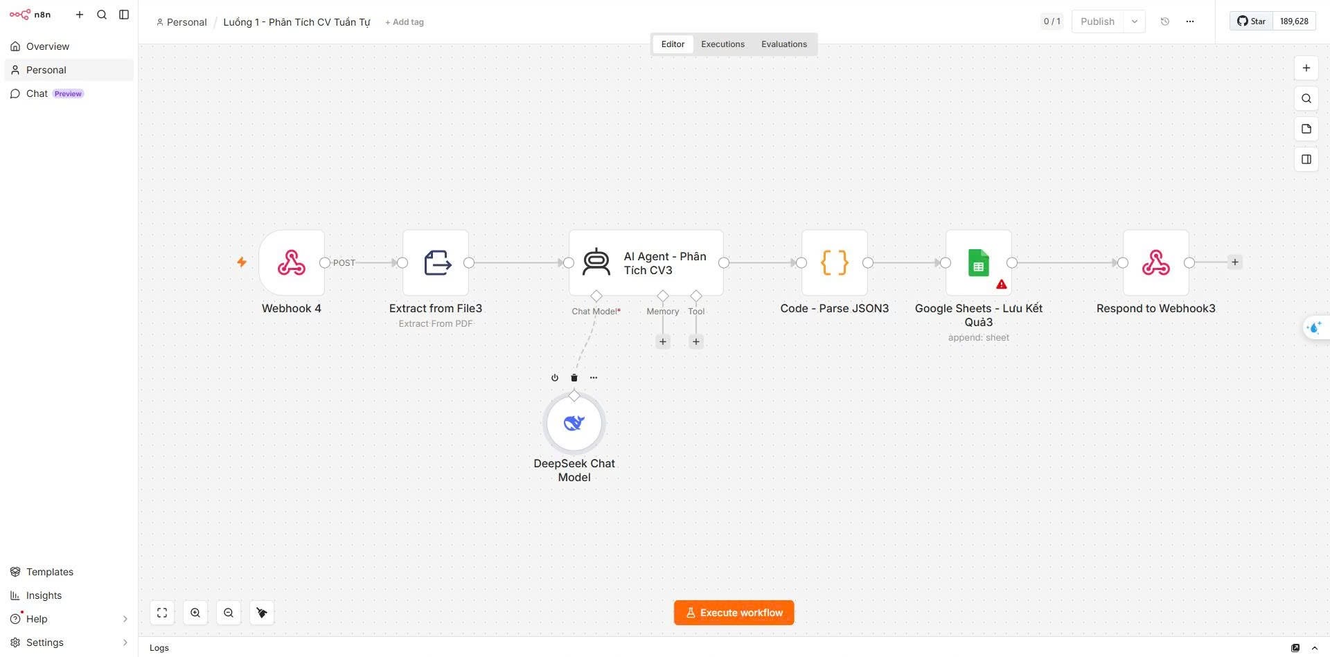 Workflow Xử Lý CV Trên n8n