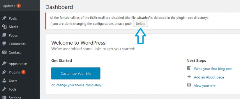 Rsfirewall no login in wordpress